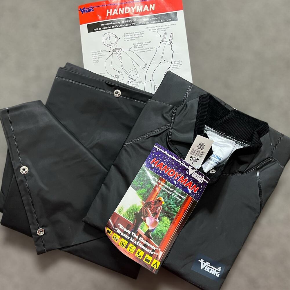 Viking Handyman Rain Suit 3XL Mens Waterproof Windproof PVC Bib Overall Jacket